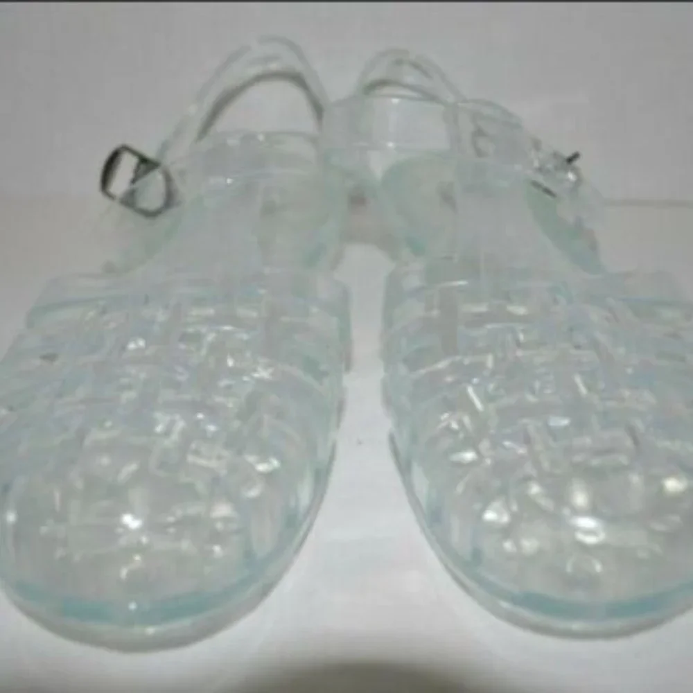 Women Low Flat Heel Gladiator Water Summer Shoes Jelly Fisherman Sandals CLEAR